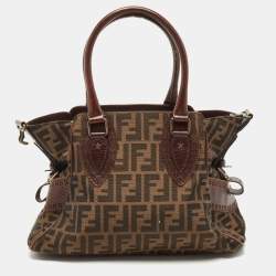 Pre Owned Fendi Tobacco Zucca Canvas and Leather Small Zucca Chef De Jour Bag