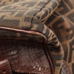 Pre Owned Fendi Tobacco Zucca Canvas and Leather Small Zucca Chef De Jour Bag