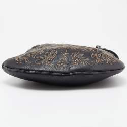 Pre Owned Fendi Black Lizard and Leather Oyster Hobo