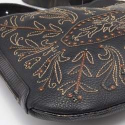 Pre Owned Fendi Black Lizard and Leather Oyster Hobo