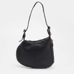 Pre Owned Fendi Black Lizard and Leather Oyster Hobo