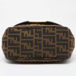 Pre Owned Fendi Yellow/Tobacco Zucca Canvas and Leather Flap Crossbody Bag