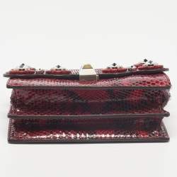 Pre Owned Fendi Red/Black Python Small Scalloped Kan I Shoulder Bag