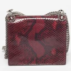 Pre Owned Fendi Red/Black Python Small Scalloped Kan I Shoulder Bag