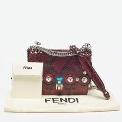 Pre Owned Fendi Red/Black Python Small Scalloped Kan I Shoulder Bag