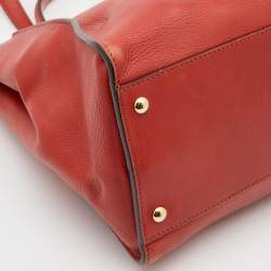 Pre Owned  Fendi Rust Leather Large Peekaboo Iconic Top Handle Bag