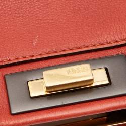 Pre Owned  Fendi Rust Leather Large Peekaboo Iconic Top Handle Bag