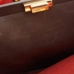Pre Owned  Fendi Rust Leather Large Peekaboo Iconic Top Handle Bag