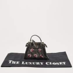 Pre Owned حقيبة كروس فندي بيكابو جلد أسود/أزرق صغيرة جداً