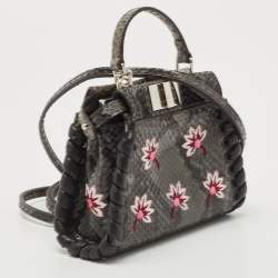 Pre Owned حقيبة كروس فندي بيكابو جلد أسود/أزرق صغيرة جداً