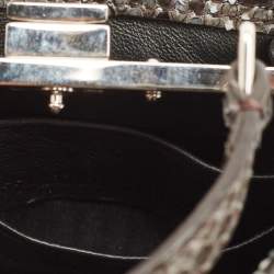 Pre Owned حقيبة كروس فندي بيكابو جلد أسود/أزرق صغيرة جداً