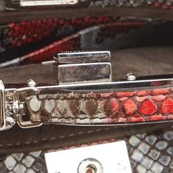 Pre Owned Fendi Multicolor Python Micro Peekaboo Top Handle Bag