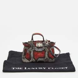 Pre Owned Fendi Multicolor Python Micro Peekaboo Top Handle Bag