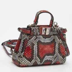 Pre Owned Fendi Multicolor Python Micro Peekaboo Top Handle Bag
