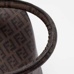 Fendi Brown Zucchino Coated Canvas Forever Bauletto Boston Bag