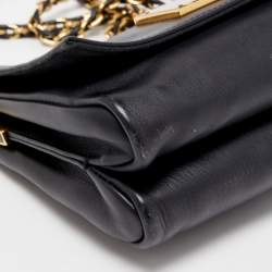 Pre Owned Fendi Black Pequin Embossed Leather Small Claudia Flap Bag