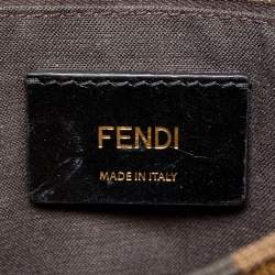 Pre Owned Fendi Black Pequin Embossed Leather Small Claudia Flap Bag