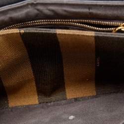 Pre Owned Fendi Black Pequin Embossed Leather Small Claudia Flap Bag