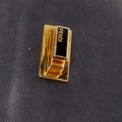 Pre Owned Fendi Black Pequin Embossed Leather Small Claudia Flap Bag