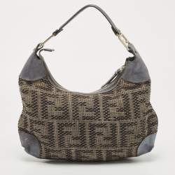 Pre Owned Fendi Grey Fabric and Leather Hobo
