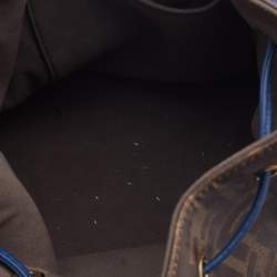 Pre Owned Fendi Brown/Blue Zucca Coated Canvas and Leather Mon Tresor Drawstring Bucket Bag