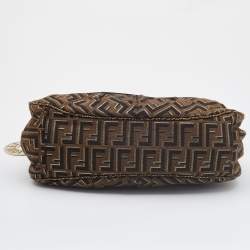 Pre Owned Fendi Brown/Gold Zucca Canvas and Leather Chef Shoulder Bag