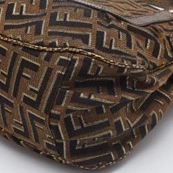 Pre Owned Fendi Brown/Gold Zucca Canvas and Leather Chef Shoulder Bag