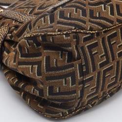 Pre Owned Fendi Brown/Gold Zucca Canvas and Leather Chef Shoulder Bag