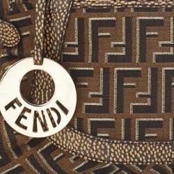 Pre Owned Fendi Brown/Gold Zucca Canvas and Leather Chef Shoulder Bag