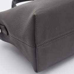 Pre Owned Fendi Grey/Black Leather Medium By The Way Satchel