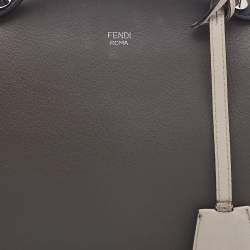 Pre Owned Fendi Grey/Black Leather Medium By The Way Satchel