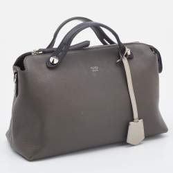 Pre Owned Fendi Grey/Black Leather Medium By The Way Satchel