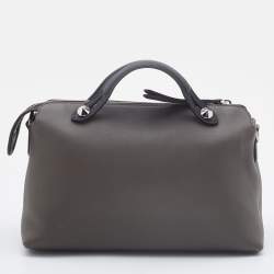 Pre Owned Fendi Grey/Black Leather Medium By The Way Satchel