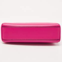 Pre Owned Fendi Fuchsia Leather Micro Peekaboo Crossbody Bag