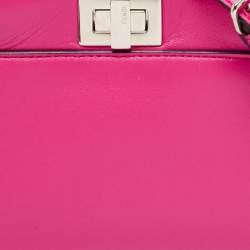 Pre Owned Fendi Fuchsia Leather Micro Peekaboo Crossbody Bag