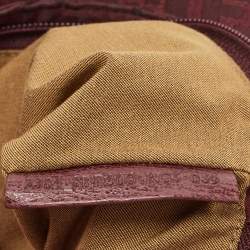 Pre Owned Fendi Burgundy Zucca Fabric and Leather Pochette Bag