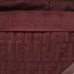Pre Owned Fendi Burgundy Zucca Fabric and Leather Pochette Bag
