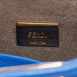 Pre Owned Fendi Blue Leather Micro Peekaboo Crossbody Bag