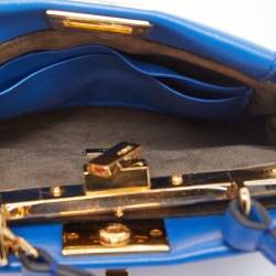 Pre Owned Fendi Blue Leather Micro Peekaboo Crossbody Bag