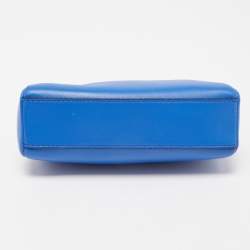 Pre Owned Fendi Blue Leather Micro Peekaboo Crossbody Bag