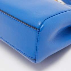 Pre Owned Fendi Blue Leather Micro Peekaboo Crossbody Bag