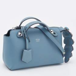 مملوكة مسبقًا Fendi Light Blue Leather Mini By The Way Crossbody Bag