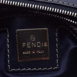 Pre Owned Fendi Blue Zucchino Canvas and Leather FF Flap Pochette Bag