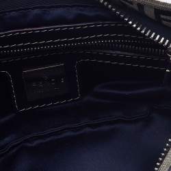 Pre Owned Fendi Blue Zucchino Canvas and Leather FF Flap Pochette Bag