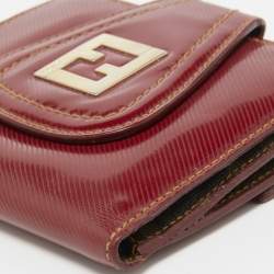 Fendi Red Coated Canvas Compact Flap Wallet