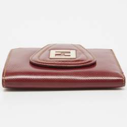 Fendi Red Coated Canvas Compact Flap Wallet