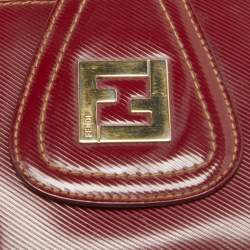 Fendi Red Coated Canvas Compact Flap Wallet