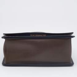 Pre Owned Fendi Brown/Black Leather Kan I F Logo Shoulder Bag