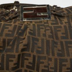 Pre Owned Fendi Tobacco Zucca Canvas and Patent Leather Mia Bag