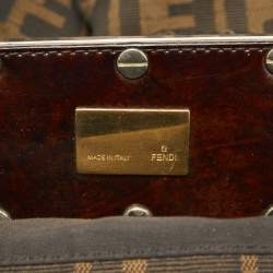 Pre Owned Fendi Tobacco Zucca Canvas and Patent Leather Mia Bag
